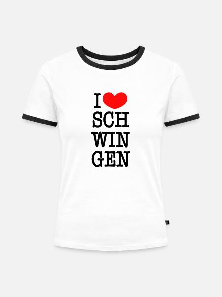 I love Schwingen - Frauen Kontrast-T-Shirt - Weiß/Schwarz