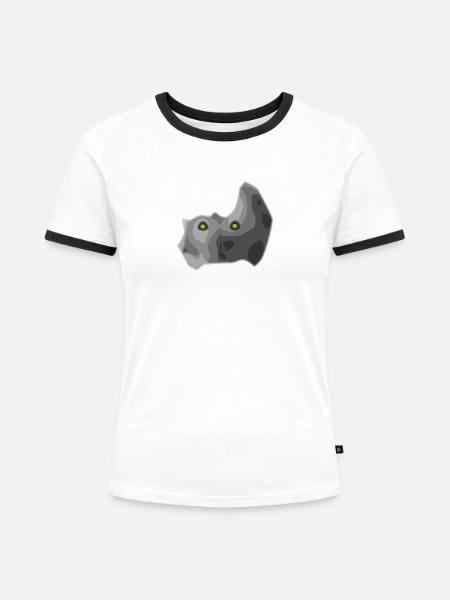 Katzenartig - Frauen Kontrast-T-Shirt - Weiß/Schwarz