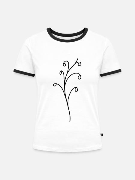 blume - Frauen Kontrast-T-Shirt - Weiß/Schwarz
