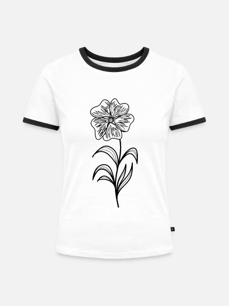 blume - Frauen Kontrast-T-Shirt - Weiß/Schwarz