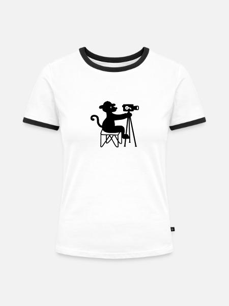 Kameramann - Frauen Kontrast-T-Shirt - Weiß/Schwarz