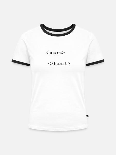 html heart - Frauen Kontrast-T-Shirt - Weiß/Schwarz