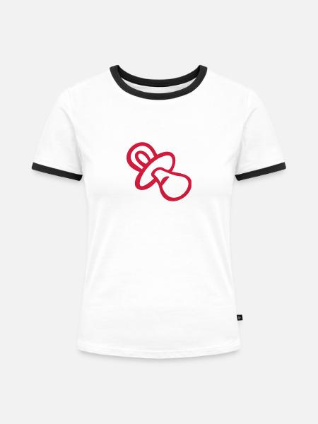 Nuckel - Frauen Kontrast-T-Shirt - Weiß/Schwarz