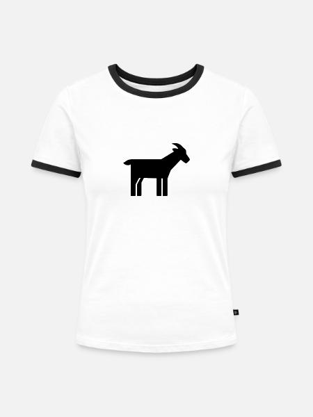 Ziege - Frauen Kontrast-T-Shirt - Weiß/Schwarz