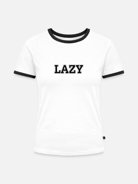 LAZY - Frauen Kontrast-T-Shirt - Weiß/Schwarz