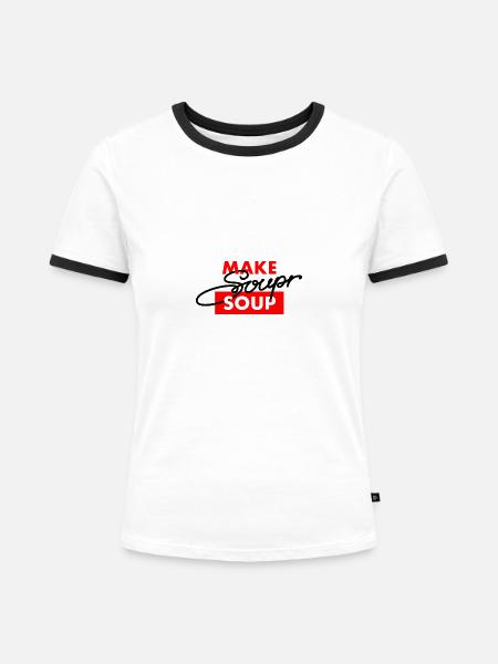 Soupr-Suppe zubereiten - Frauen Kontrast-T-Shirt - Weiß/Schwarz