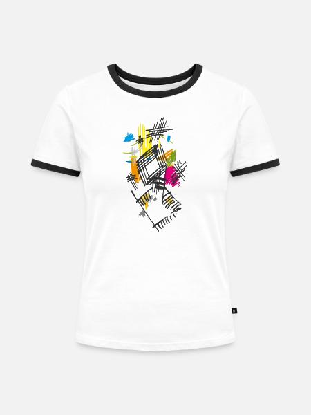 Kunst Abstrakt - Frauen Kontrast-T-Shirt - Weiß/Schwarz