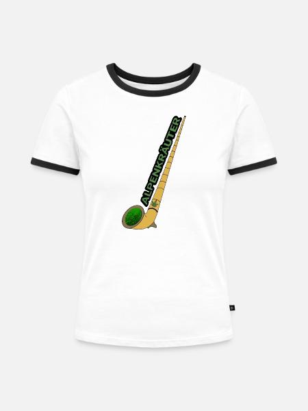 Alphorn Bong - Frauen Kontrast-T-Shirt - Weiß/Schwarz