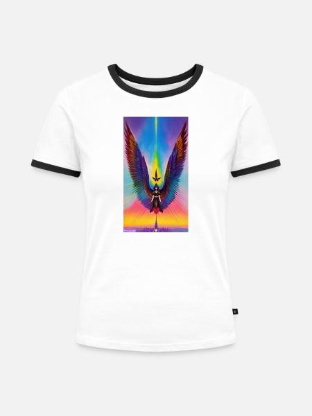 Wings of Liberation - Frauen Kontrast-T-Shirt - Weiß/Schwarz