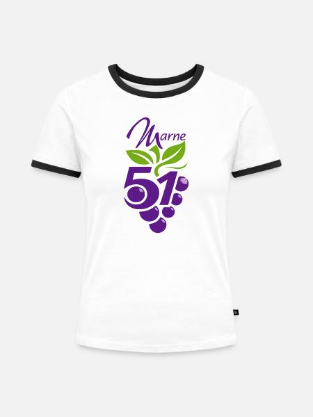 Marne 51 Rebe und Trauben - Frauen Kontrast-T-Shirt - Weiß/Schwarz