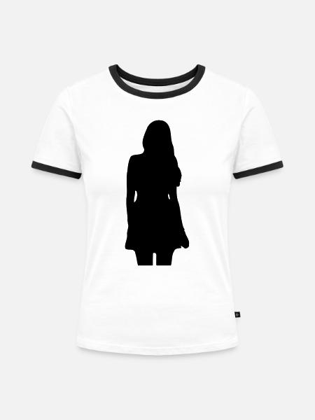 Modell Mädchen Silhouette - Frauen Kontrast-T-Shirt - Weiß/Schwarz