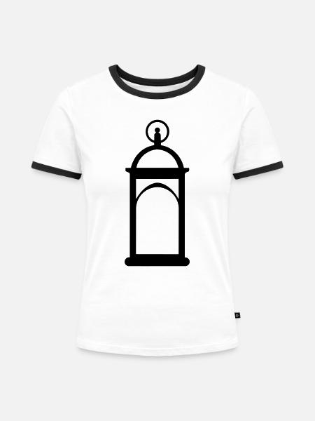 Laterne - Frauen Kontrast-T-Shirt - Weiß/Schwarz