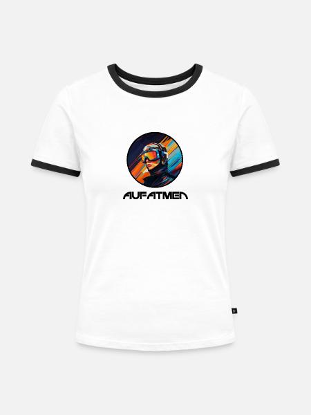 Aufatmen - Skidesign - Frauen Kontrast-T-Shirt - Weiß/Schwarz