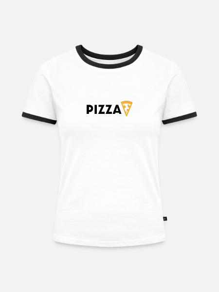 Pizza Pizza! - Frauen Kontrast-T-Shirt - Weiß/Schwarz