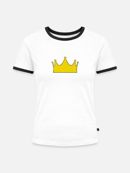 Krone - Frauen Kontrast-T-Shirt - Weiß/Schwarz