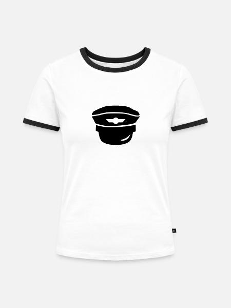 Pilot - Frauen Kontrast-T-Shirt - Weiß/Schwarz