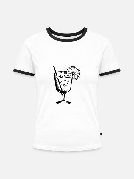 Limonade Drink - Frauen Kontrast-T-Shirt - Weiß/Schwarz