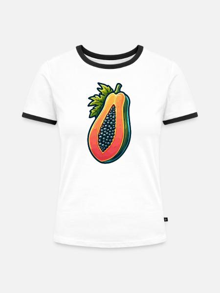 Blutpapaya, lebendige Illustration - Frauen Kontrast-T-Shirt - Weiß/Schwarz