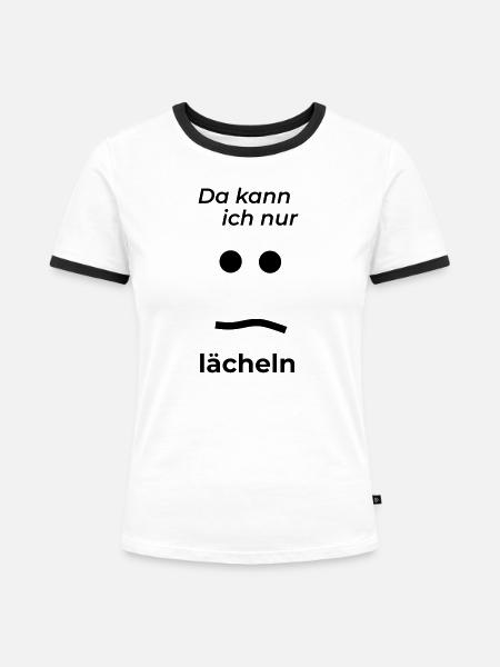 nur laecheln - Frauen Kontrast-T-Shirt - Weiß/Schwarz