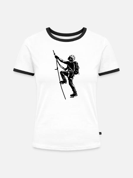 Klettersteig - Frauen Kontrast-T-Shirt - Weiß/Schwarz