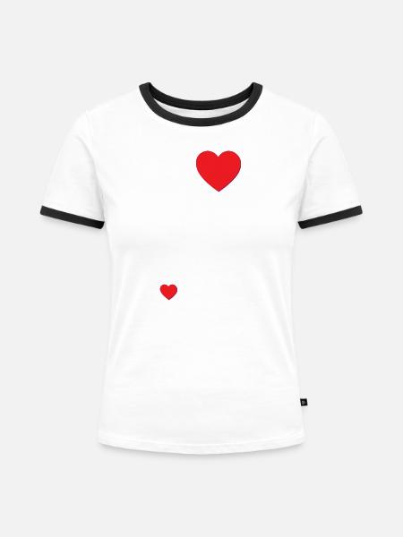 Schwangerschaft Herzen - Frauen Kontrast-T-Shirt - Weiß/Schwarz