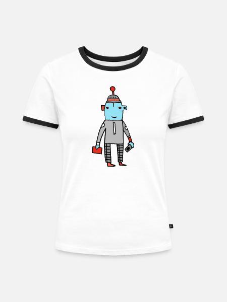 Blauer Mann - Frauen Kontrast-T-Shirt - Weiß/Schwarz