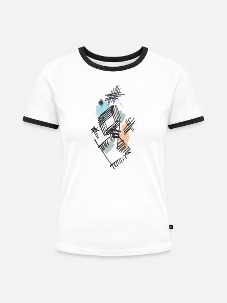 Abstrakt - Frauen Kontrast-T-Shirt - Weiß/Schwarz