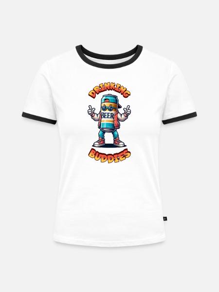 Drinking Buddies - Frauen Kontrast-T-Shirt - Weiß/Schwarz