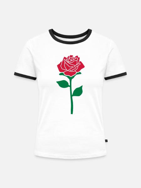 Rose - Frauen Kontrast-T-Shirt - Weiß/Schwarz