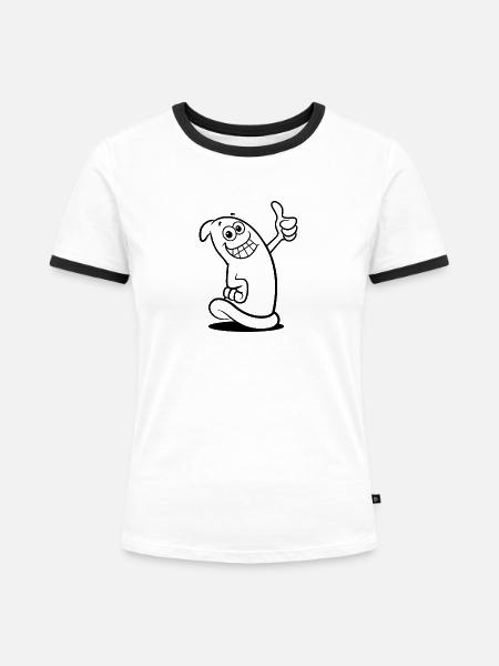 Eine Kondom-Figur - Frauen Kontrast-T-Shirt - Weiß/Schwarz