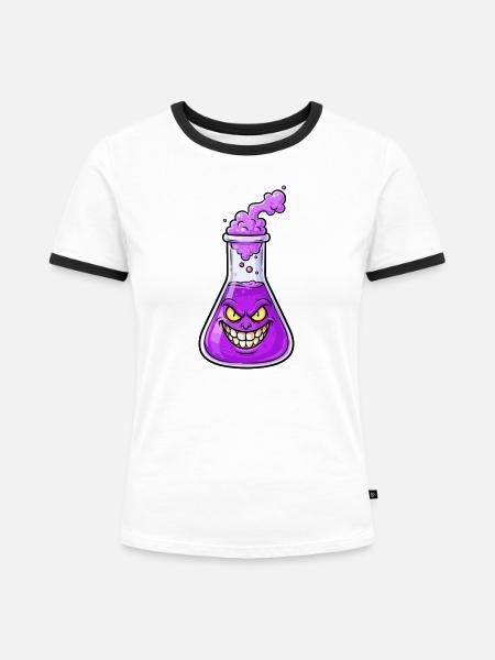 Lila Alchemie Flaschenzauber - Frauen Kontrast-T-Shirt - Weiß/Schwarz