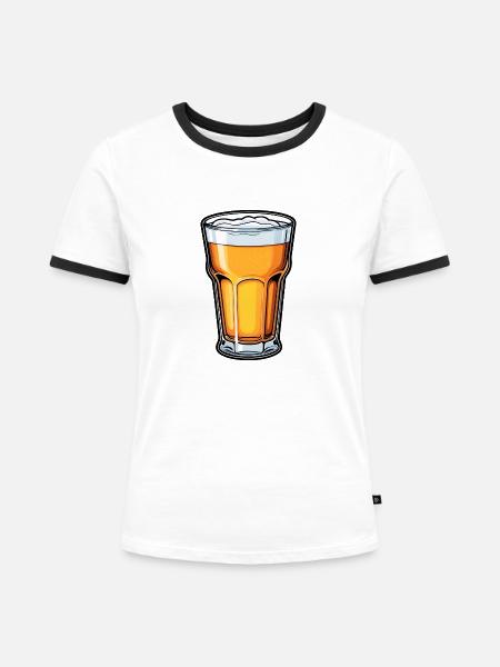 Bier - Frauen Kontrast-T-Shirt - Weiß/Schwarz