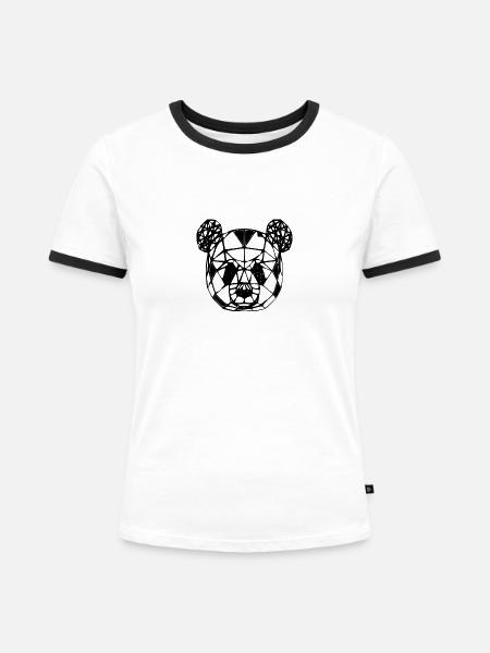 Panda - Frauen Kontrast-T-Shirt - Weiß/Schwarz