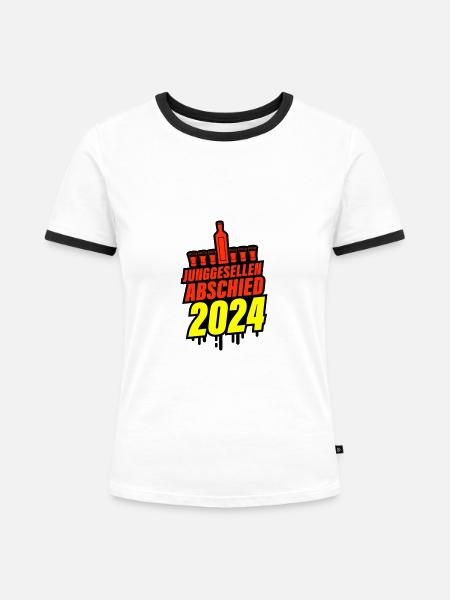 Junggesellen Abschied 2024 - Frauen Kontrast-T-Shirt - Weiß/Schwarz