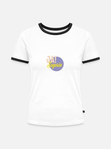 ja Sagerin - Frauen Kontrast-T-Shirt - Weiß/Schwarz
