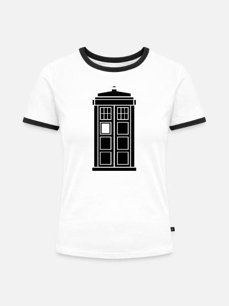 Tardis - Frauen Kontrast-T-Shirt - Weiß/Schwarz