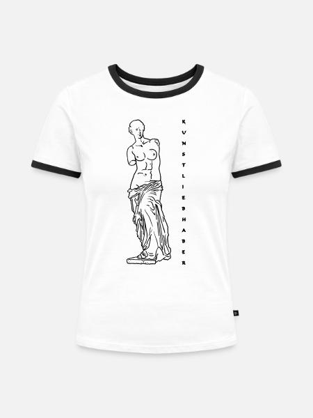Kunstliebhaber - Frauen Kontrast-T-Shirt - Weiß/Schwarz