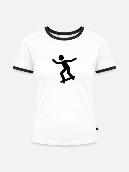Skateboarder - Frauen Kontrast-T-Shirt - Weiß/Schwarz
