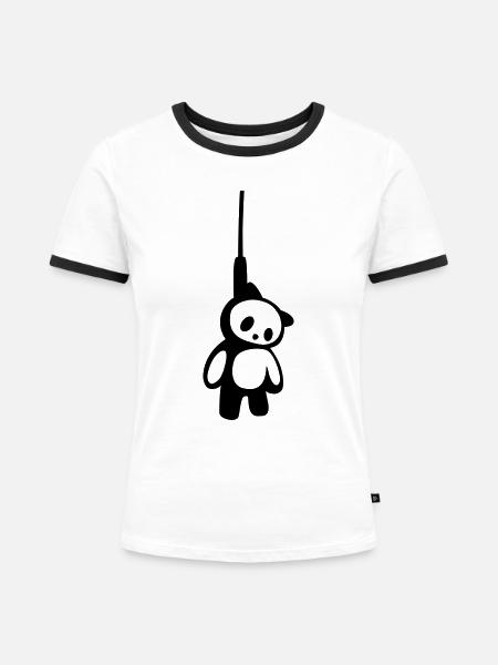Hanged dead Panda Bear - Frauen Kontrast-T-Shirt - Weiß/Schwarz