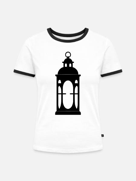 Laterne - Frauen Kontrast-T-Shirt - Weiß/Schwarz