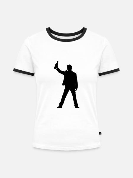 Betrunken Silhouette - Frauen Kontrast-T-Shirt - Weiß/Schwarz