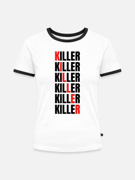Killer - Frauen Kontrast-T-Shirt - Weiß/Schwarz