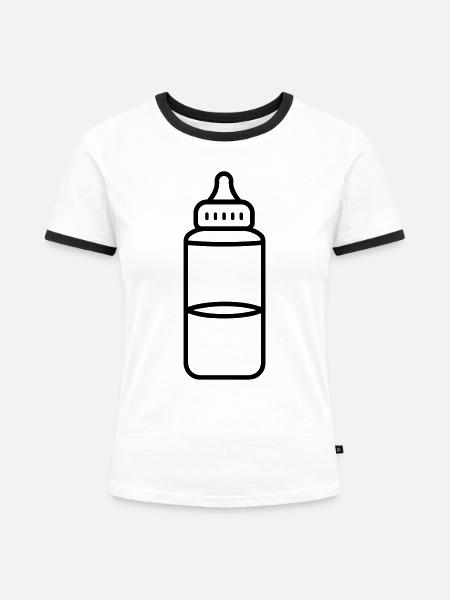 Flasche - Frauen Kontrast-T-Shirt - Weiß/Schwarz