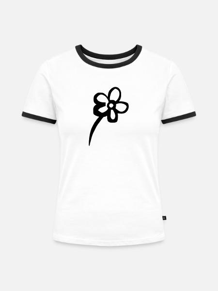 Blume - Blümchen - Frauen Kontrast-T-Shirt - Weiß/Schwarz