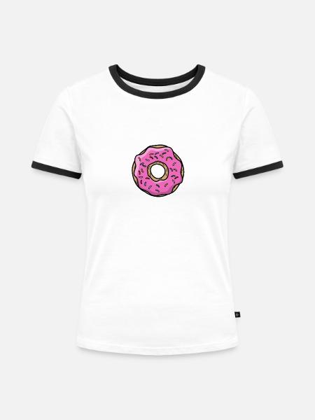 donut - Frauen Kontrast-T-Shirt - Weiß/Schwarz
