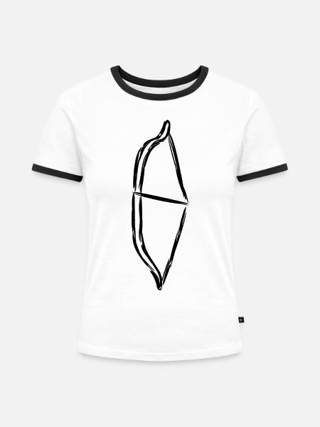 Bogen Zeichnung - Frauen Kontrast-T-Shirt - Weiß/Schwarz