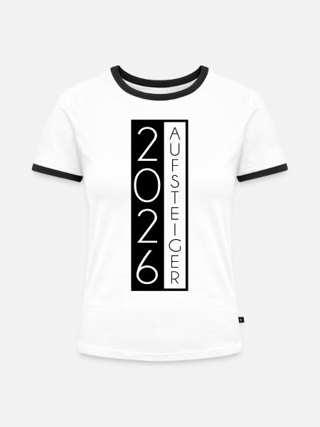 Aufsteiger 2026 Aufstieg - Frauen Kontrast-T-Shirt - Weiß/Schwarz