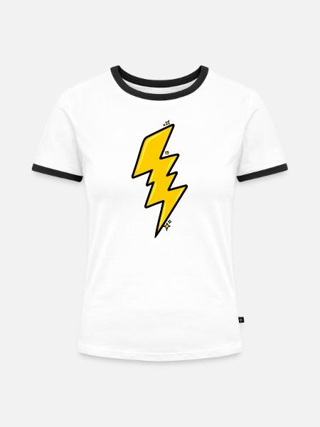 Heller Cartoon Gelber Blitz - Frauen Kontrast-T-Shirt - Weiß/Schwarz