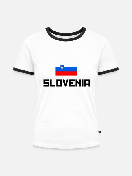 Slowenien! - Frauen Kontrast-T-Shirt - Weiß/Schwarz