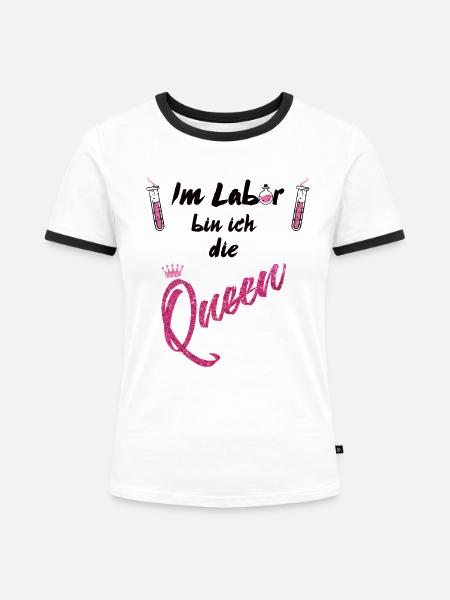 Labor Queen - Frauen Kontrast-T-Shirt - Weiß/Schwarz